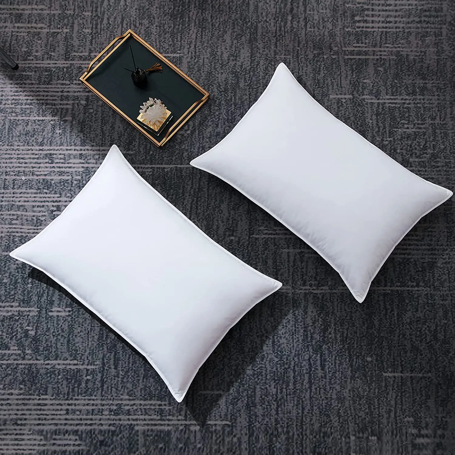 Подушка из гусиного пуха стандартного размера 2 плотная Белая для кровати спальни