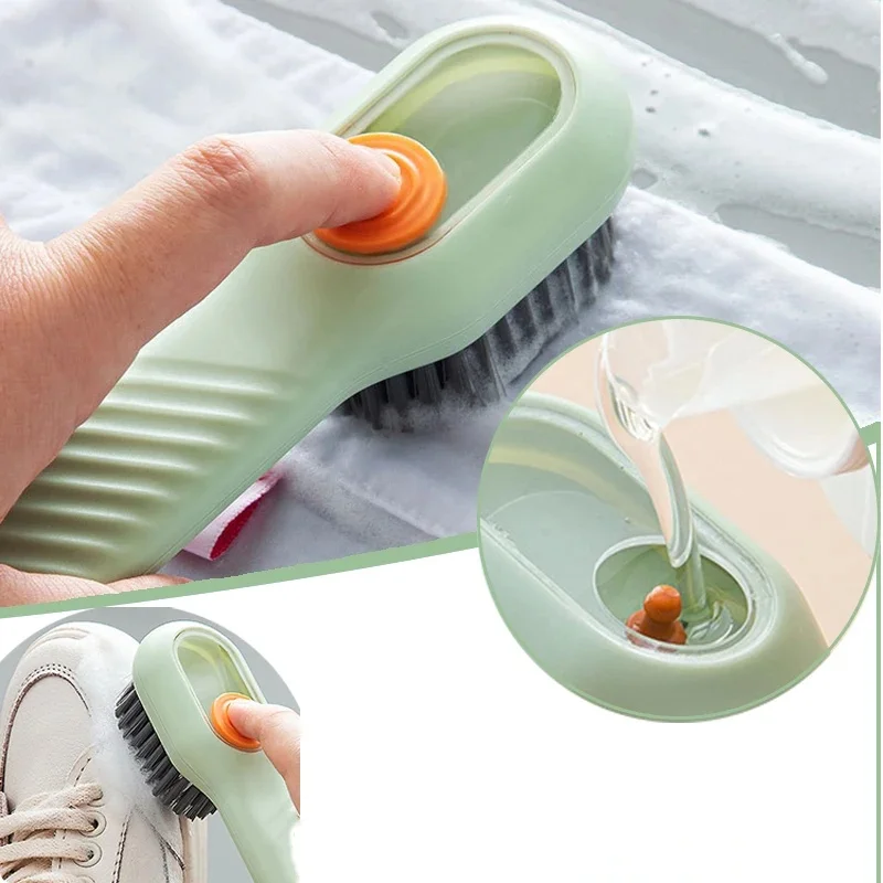 1/2pcs Shoes Brush Automatic Liquid Discharge Multifunction Press Out Shoes Cleaner Soft Bristles Clothes Brushes Cleaning Tool