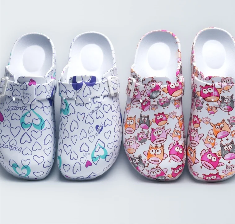 Hospital Surgical Medical Slippers Floral Printed Doctor Nurse Dentist Waiter Workwear Cleaning Shoes Lab SPA Beauty Salon Shoes