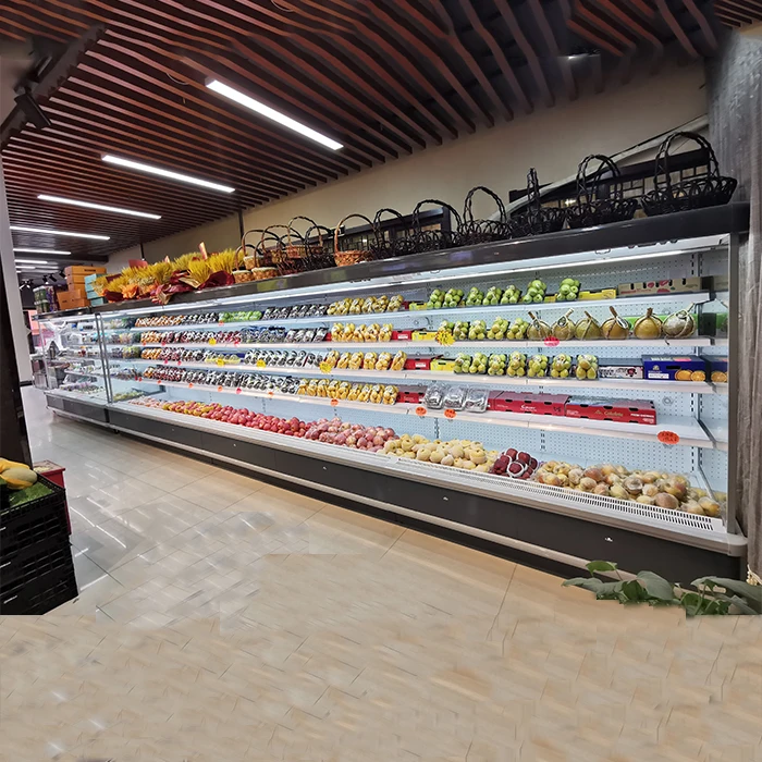 Commercial equipment vegetables store fruits display cooler multi-deck air curtain chiller cabinet