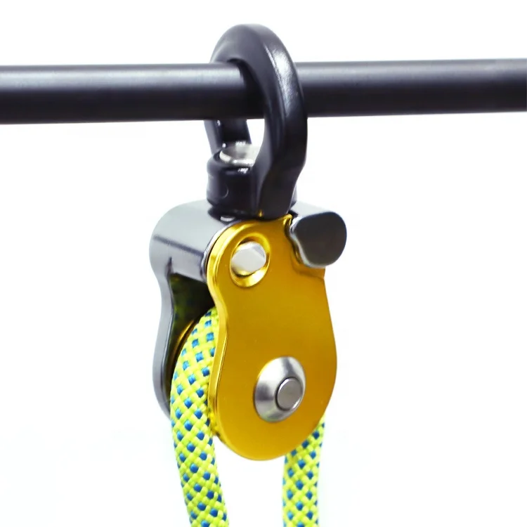 Multifunctional lightweight aluminum alloy single pulley with universal ring for climbing etc support customization