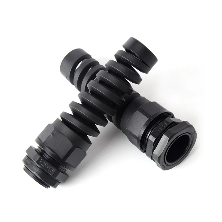 High quality IP68 waterproof M18-R plastic long thread spiral nylon cable gland with strain relief