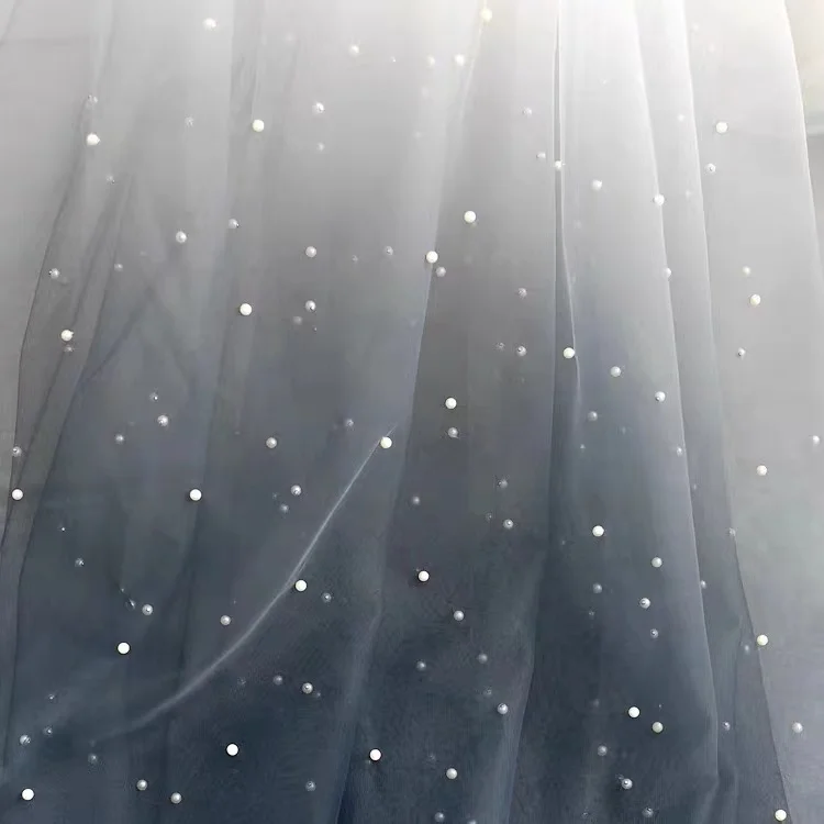 Heavy beaded pearl lace fabric for dress