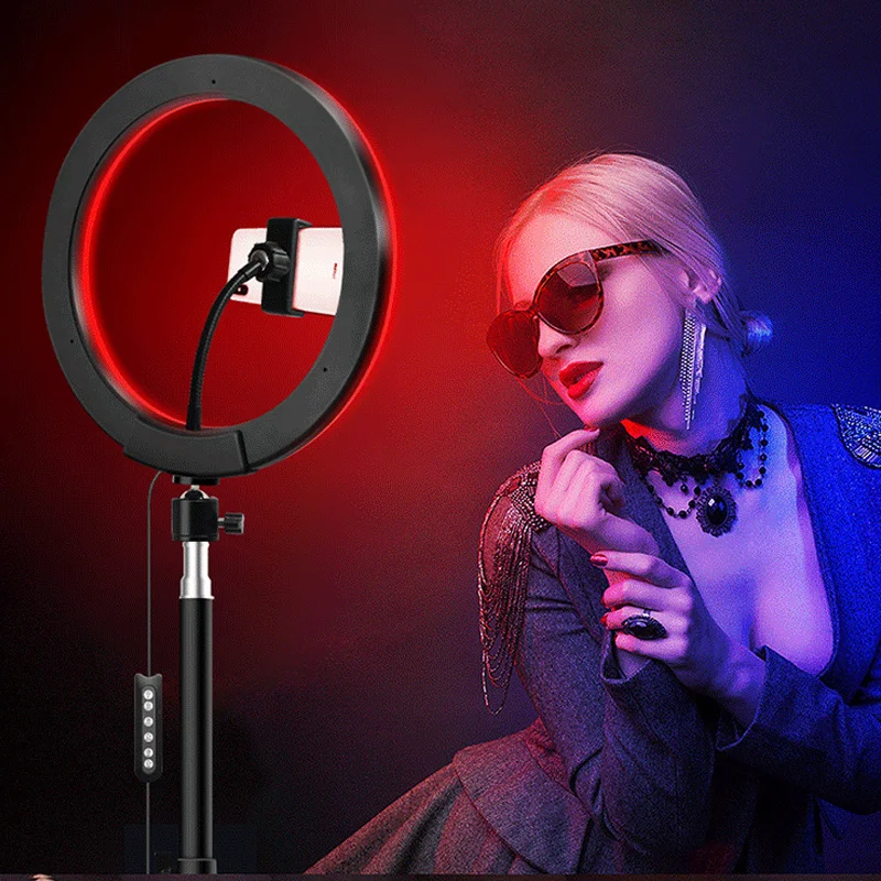 Hot Sale 10 Inch Phone Fill Light Ring, Photographic Lighting RGB Led Ring Light with Tripod Stand