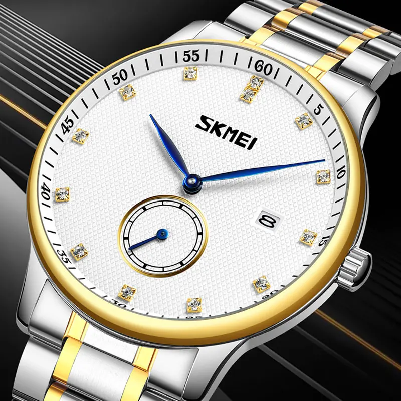 SKMEI 9297 reloj militar stainless steel charms band back japan movt montre de luxe clock hands man quartz watch