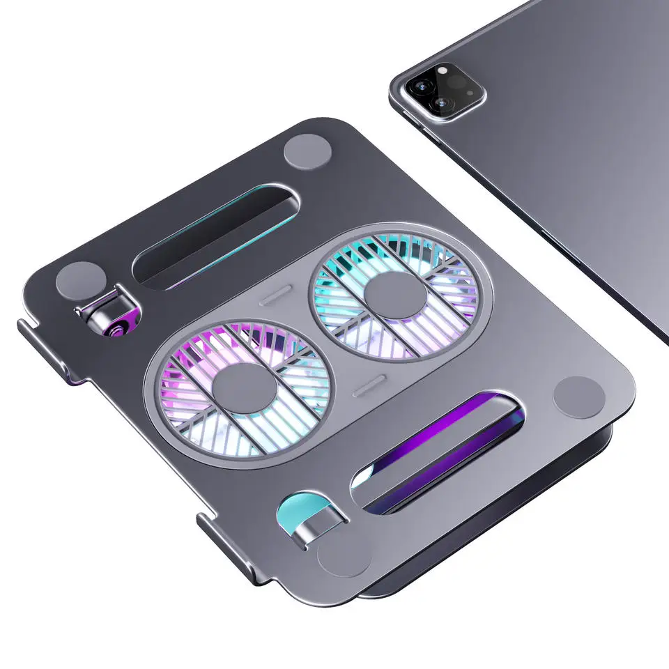 Upgraded Portable Aluminium Gaming Notebook Stand Laptop Cooler Adjustable Laptop Cooling Pads with 2 RGB Fans