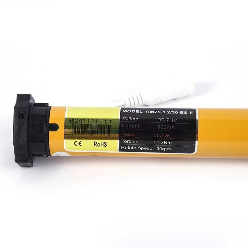 Трубчатый двигатель постоянного тока AM25LE с солнечной панелью и литиевой батареей для тента роликового затвора