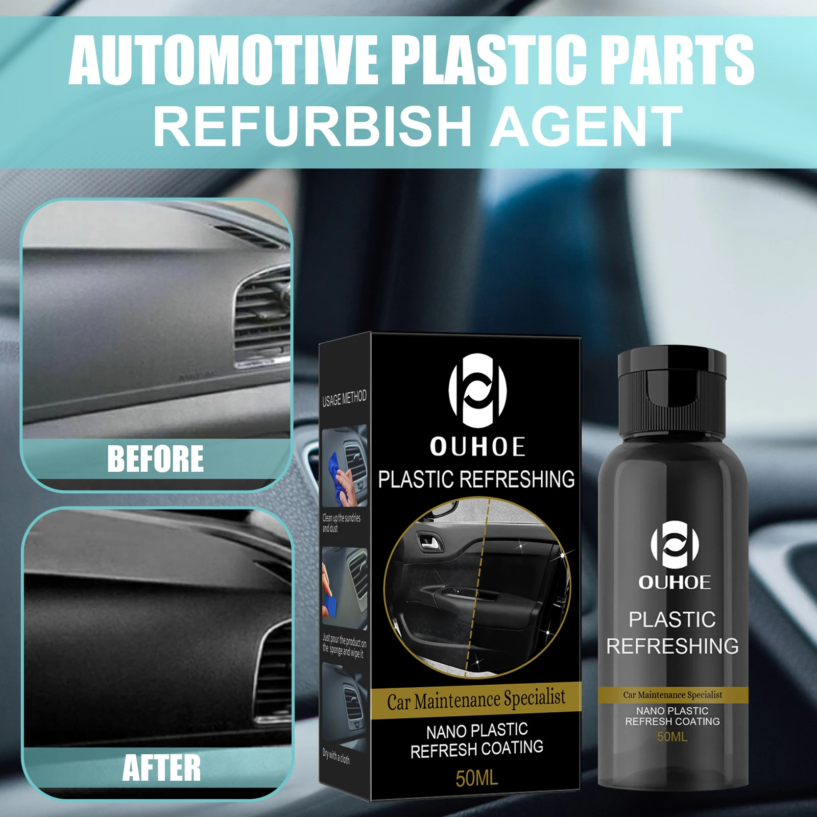 Car Specialist Nano Plastic Refresh Coating Refurbish Agent Cleaning Products Restorer Cleaner