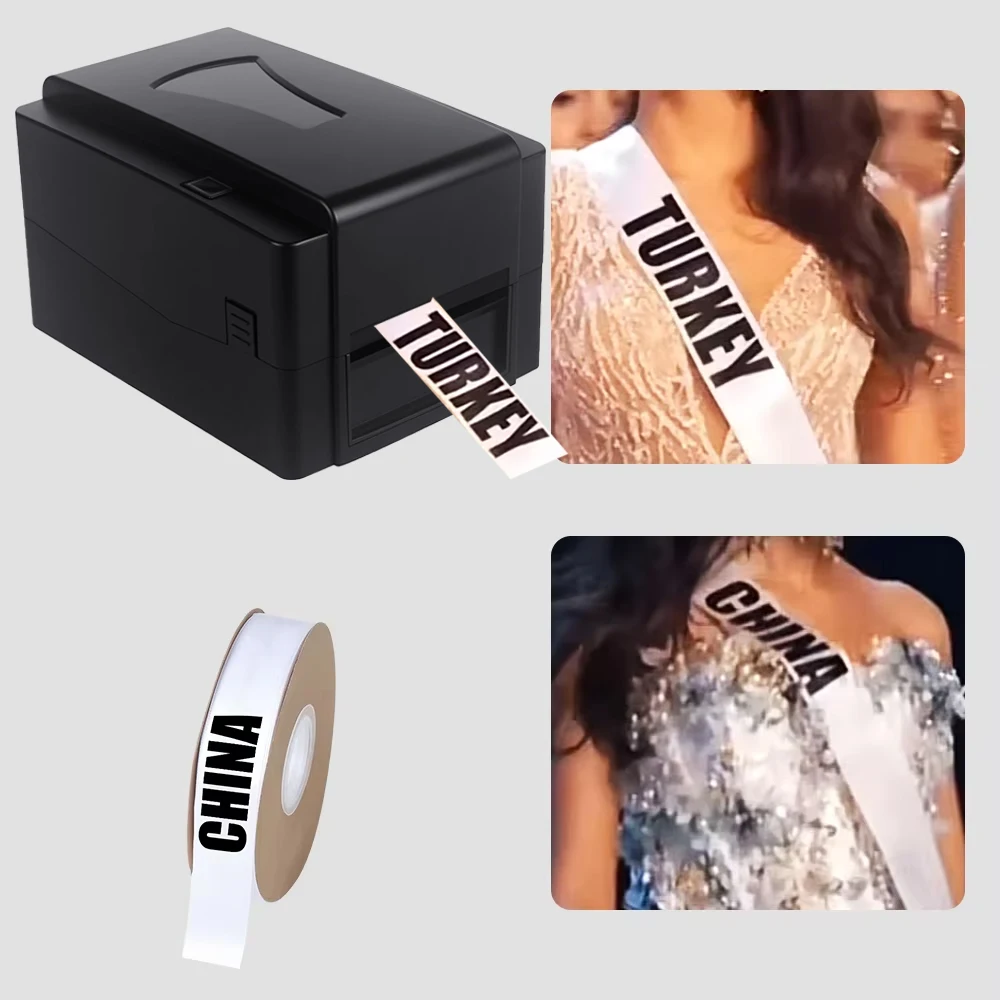 Taffeta Garment Label Banner Packing Flower Satin Ribbon Printing Machine Hot Stamping Foil Satin Ribon Thremal Transfer Printer