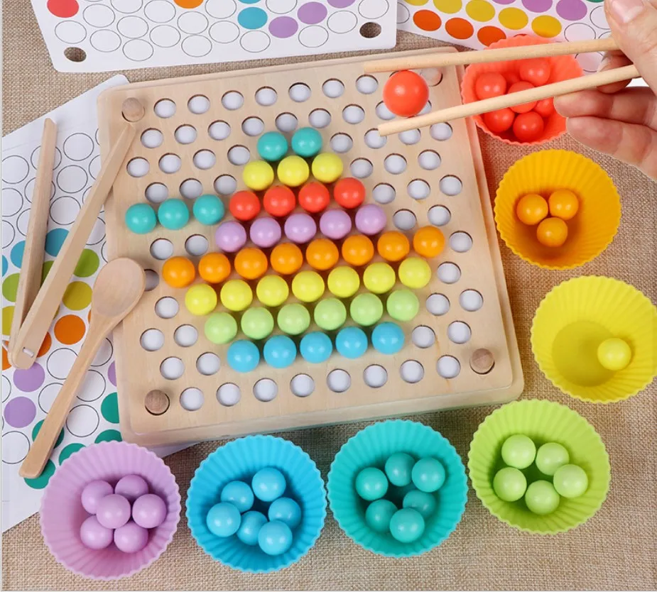 Kids Toys Montessori Wooden Toys Hands Brain Training Clip Beads Puzzle Board Math Game Baby Early Educational Toys For Children