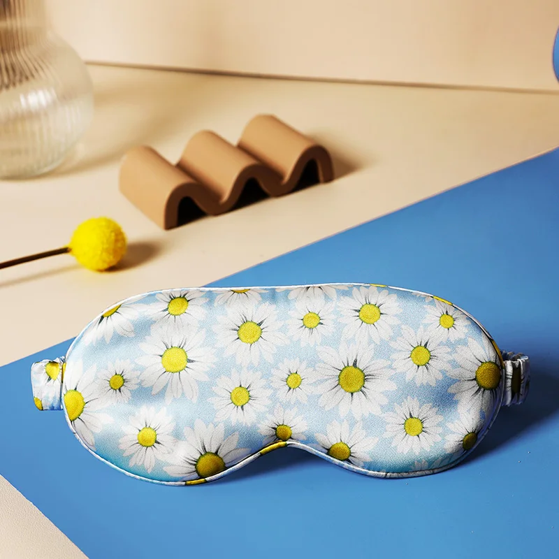 16/19/22/25 Momme натуральный частная марка напечатанная Eyemask шелка с регулируемым ремешком окантовкой края маска для