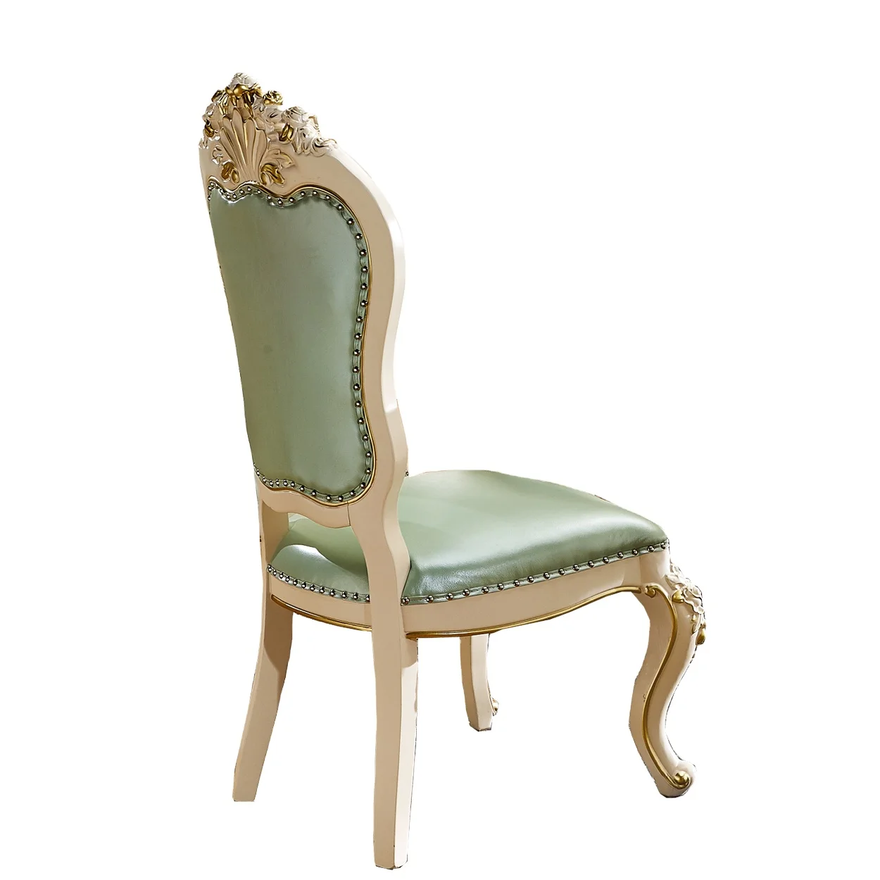 Italian French Modern Luxury Heavy Leather Cushion Upholstered Dining Room Restaurant Hotel Kitchen Solid Wood Dining Chair