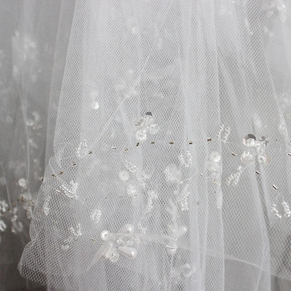 white tulle fabric bridal wedding veil glitter
