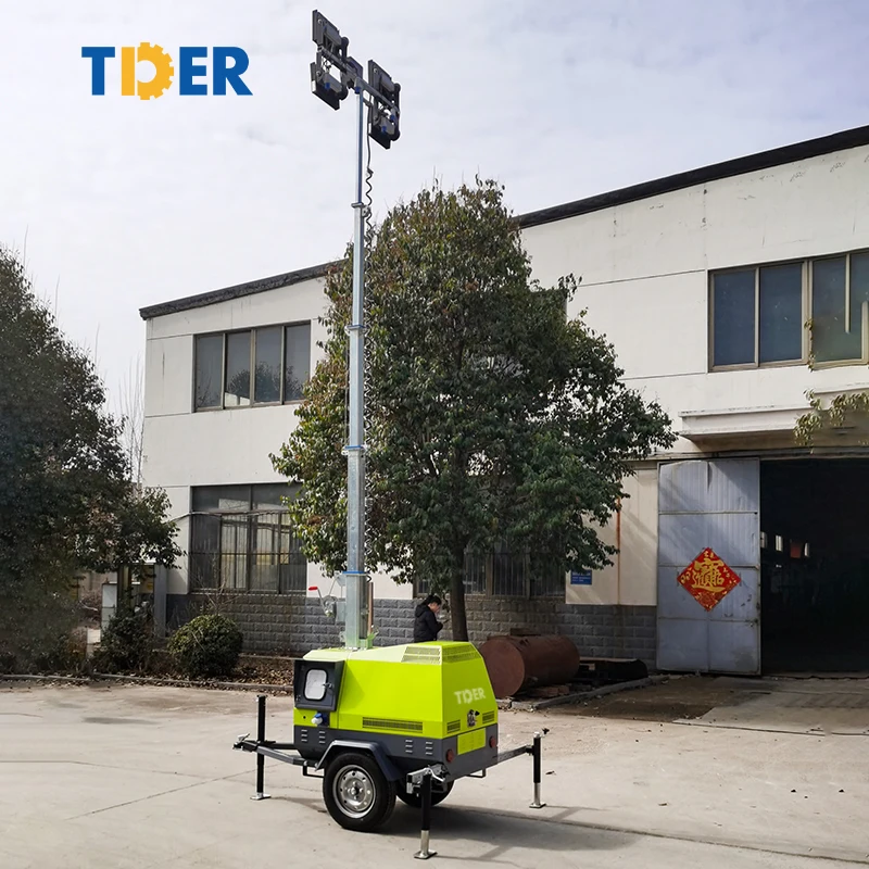 TDER new 200W LED Lighting Hydraulic High Mast Diesel Outdoor Mobile 7m Vehicle-Mounted Light Tower
