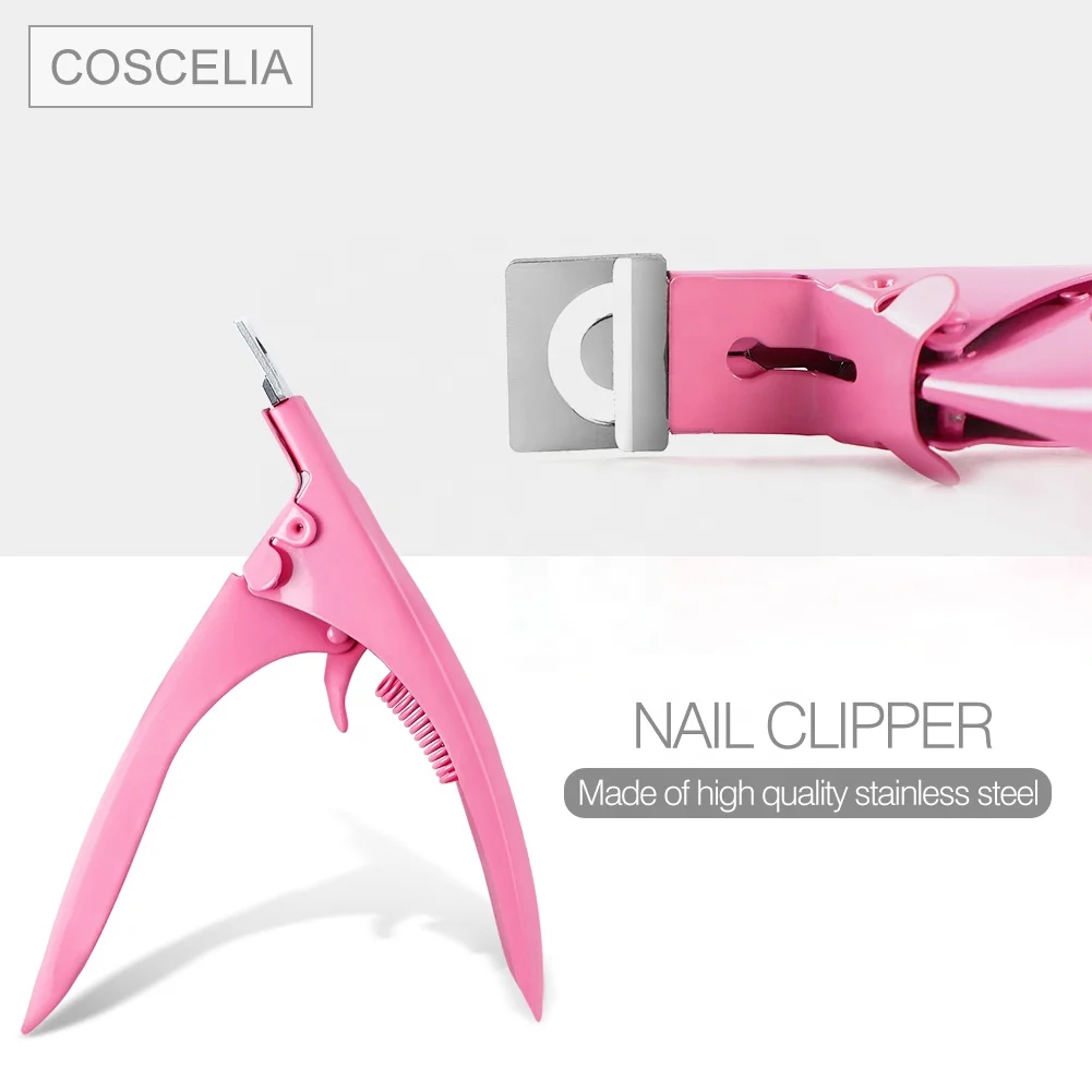 High Quality Professional Manicure/Pedicure Acrylic False Nail Art Tips Clippers Edge Cutter Pink Nail Nipper Tools Stainless Steel sample