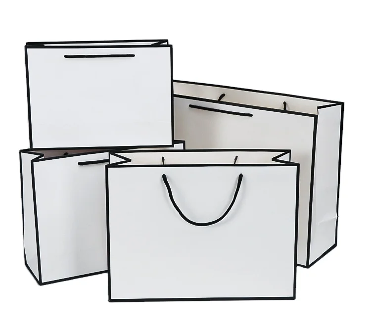 Competitive Price Elegant Customized Brand Logo Luxury Boutique Shopping White Shopping Paper Gift Bags