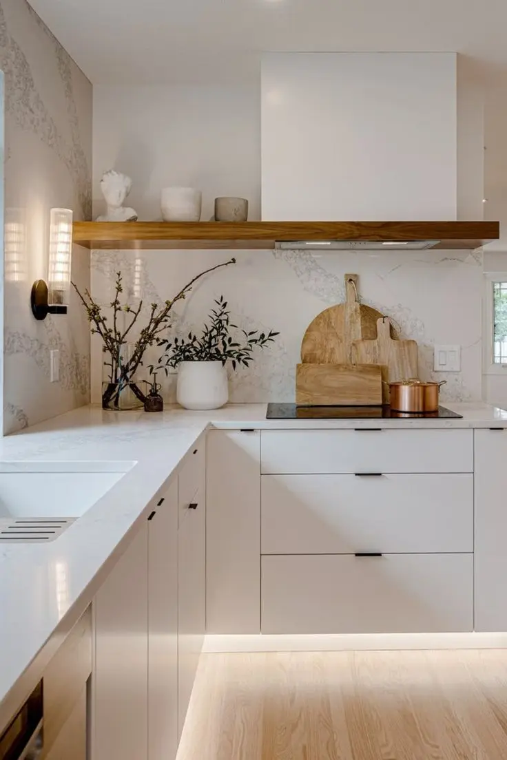 Vermont White Kitchen Flat Panels Home Furniture MDF with Pure Colored door panel Clean and Neat for Builder