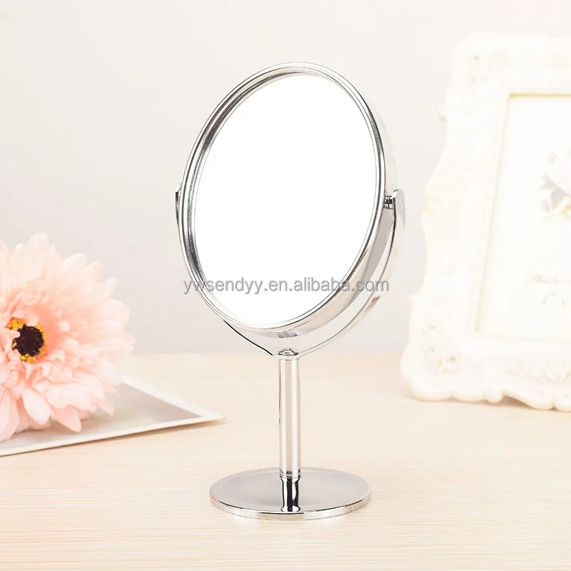 Round 3-inch Silver Desk Makeup Mirror Bedroom Dressing Double Side Rotatable Table Mirrors
