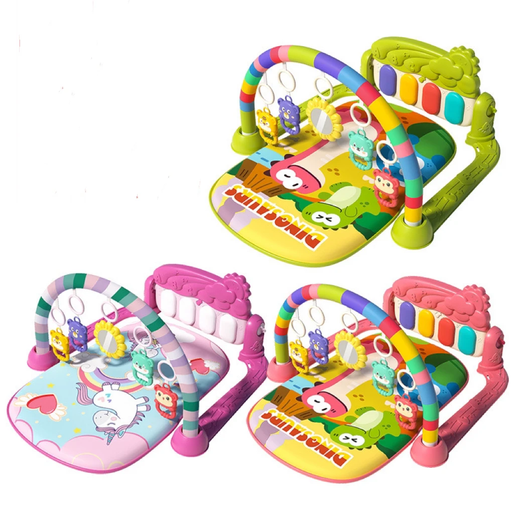 Baby Fitness Rack Activity  Pedal Toys 0-36 Months Baby Activity Gym Mat Musical Baby Play Mat Piano with Animal Rattle Toys