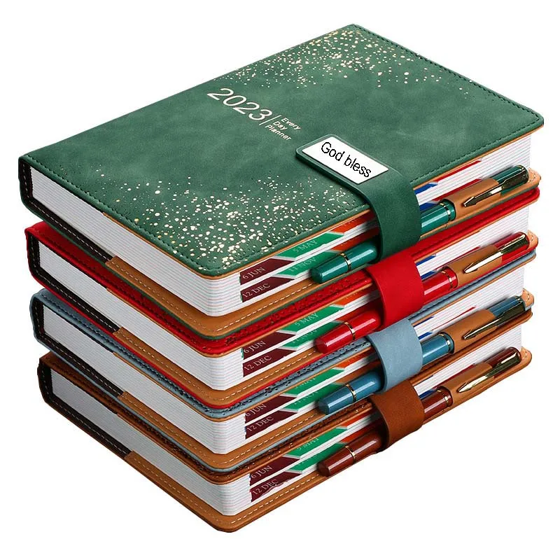 2023 Designs PU Leather Journals Custom Logo Magnetic Buckle A5 Inner Pages Diary/weekly/monthly Calendar Notebook Planner