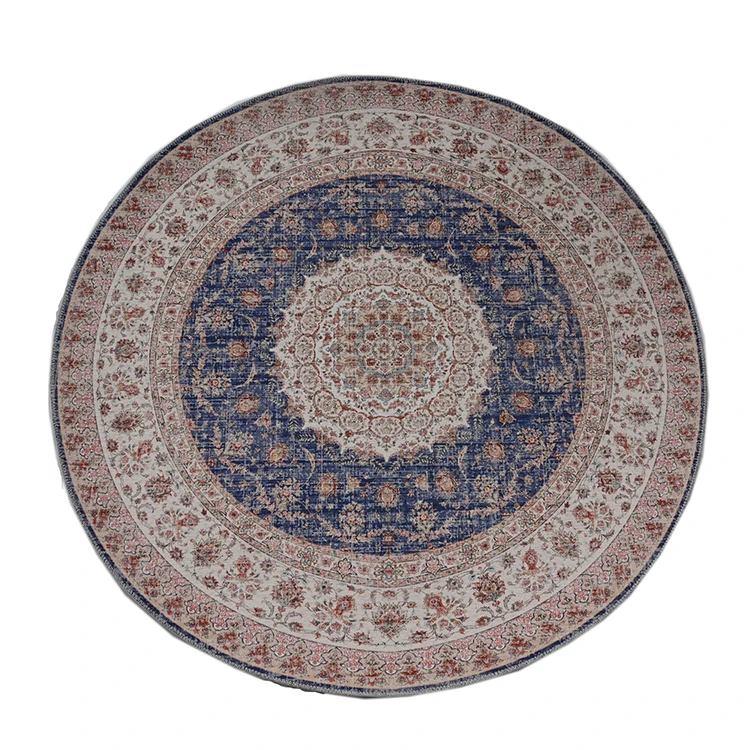 Wholesale European Style Custom Round Living Room Print Rug Coffee Table Floor Mat