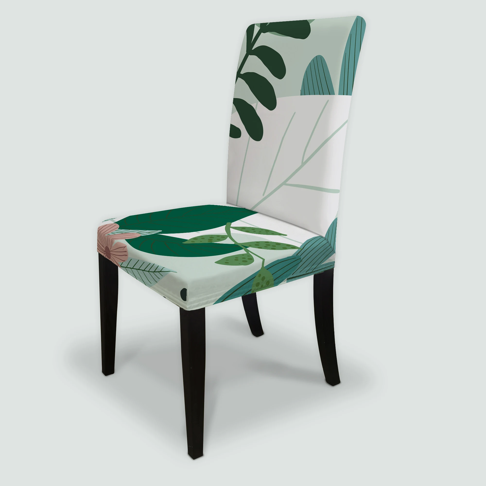 High Quality Digital Printed Chair Cover Leaf Flower Dinning Chair Covers Spandex Chair Covers For House Family Dining Room