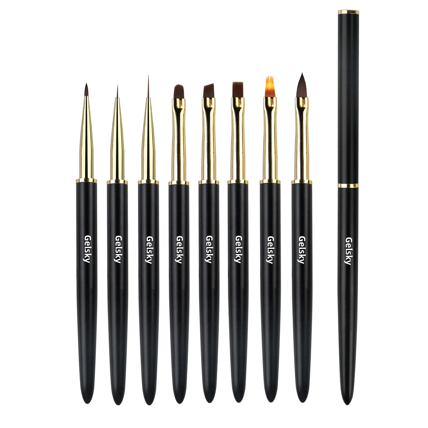Gelsky Nail Art Brush Set 8Pcs 25 Mm Gel Nail Brush Black Liner Art Brush