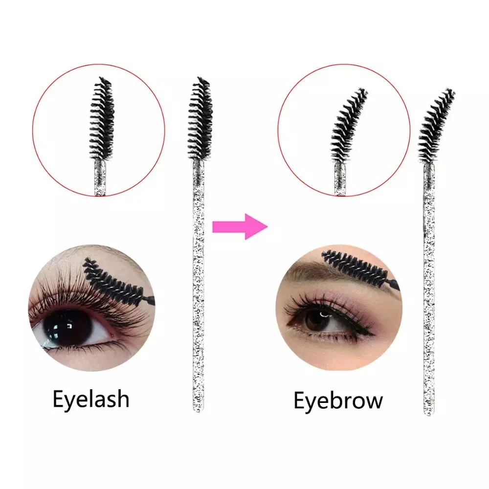 Disposable Micro Glitter Eyelash Mascara Wands Mini Crystal Eye Lashes Brush Comb Eyebrow Spoolies Makeup Beauty Tools