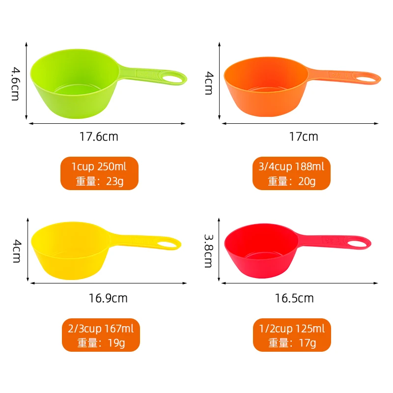 Colorful 12Pcs With Measurement Kitchen Baking Plastic Measuring Cup And Spoon Set For Cooking Dry And Liquid Ingredient