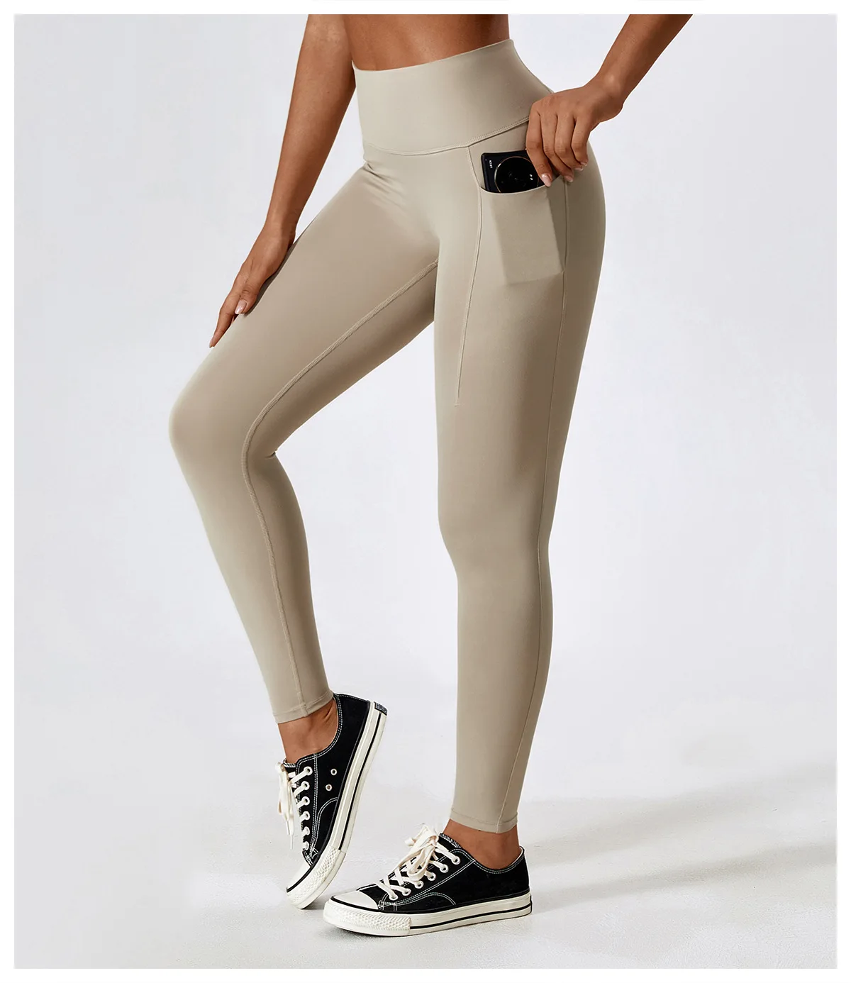 Wearing Tight Pockets for Abdominal Contraction and Hip Lifting Fitness High Waist Running Sports Leggings Yoga Pants 8295