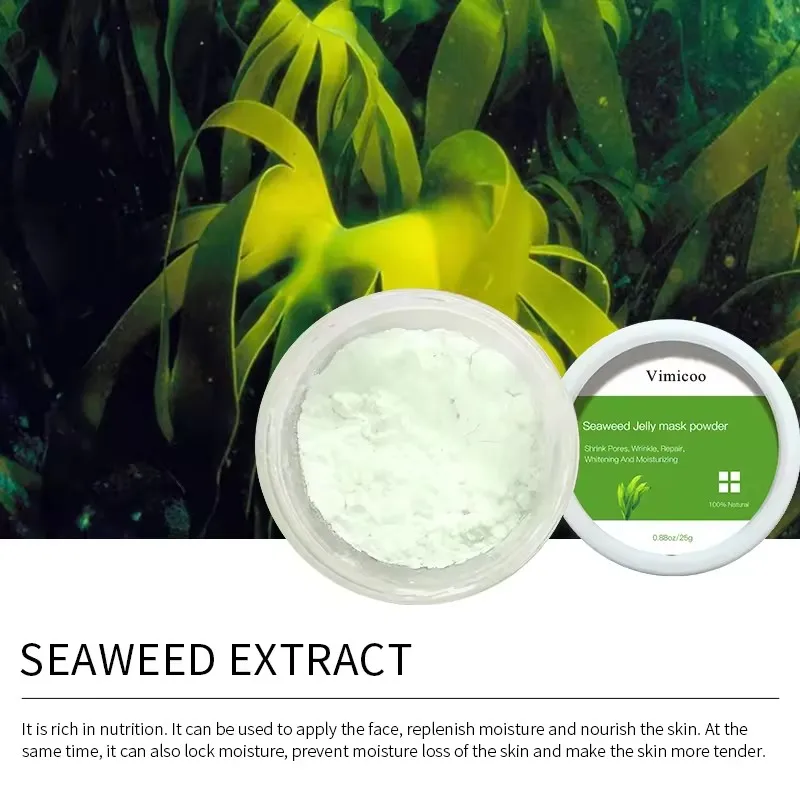 Customized Logo Organic Shrink Pores Repair Whitening Moisturize Facial Mask Seaweed Jelly Mask Powder Set