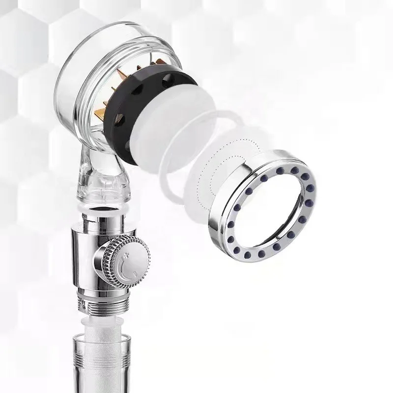 2022 Vortex Helix Turbo Fan Power Propeller 360 Degree Rotatable Turbocharged Handheld Shower Head