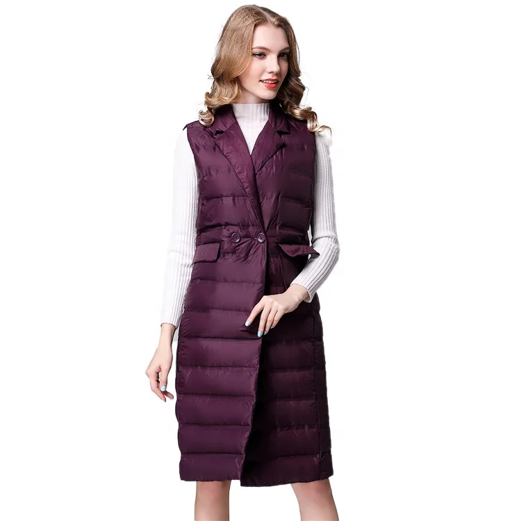 
Factory direct winter sleeveless long waistcoats padded women down vests 