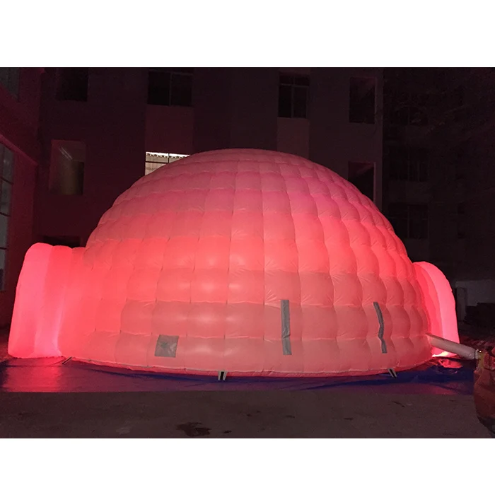 LED lighted inflatable igloo night club tent