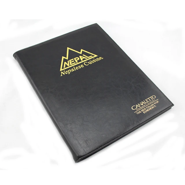 Premium good PU leather restaurant menu covers popular leather menu holder