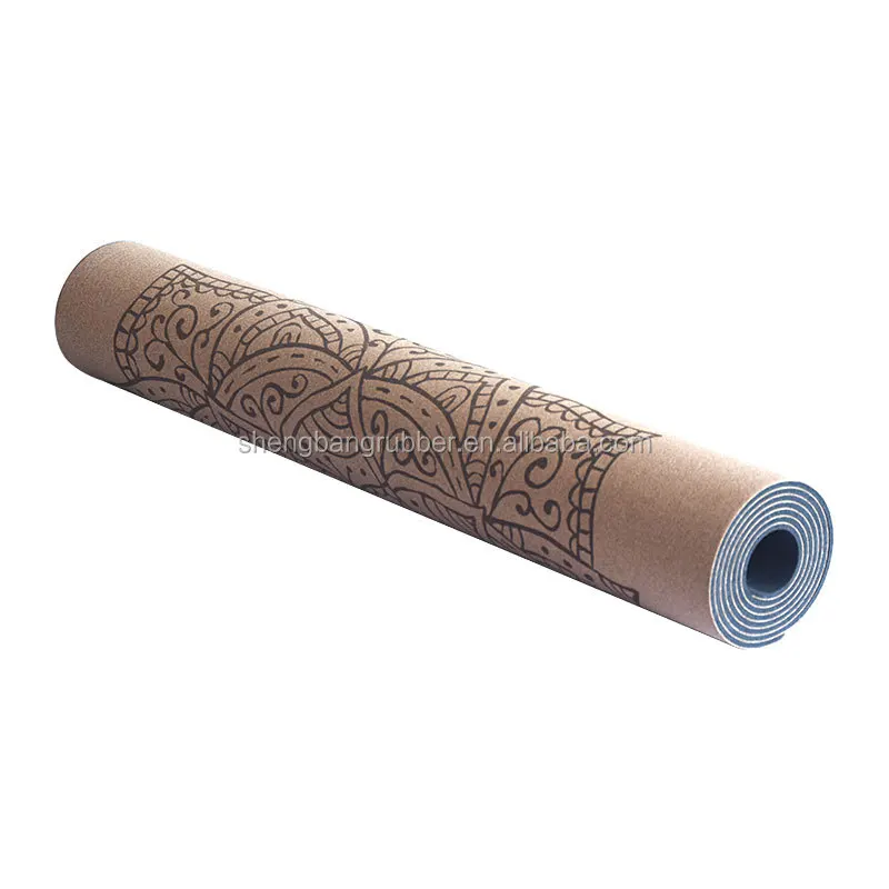 Hot Sale Natural Rubber Eco Friendly Anti-slip Safe Cream-coloured Durable Cork Custom Thick Eco Yoga Mats