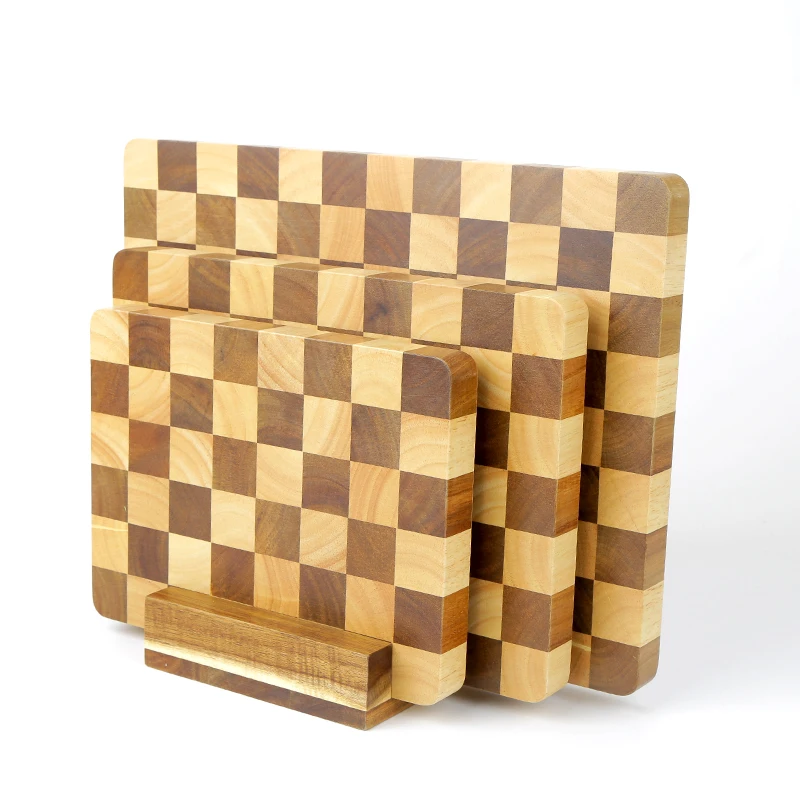 Wooden  checkerboard Cutting Boards For Kitchen  with Holder Cutting Board Wood Wooden Chopping Board