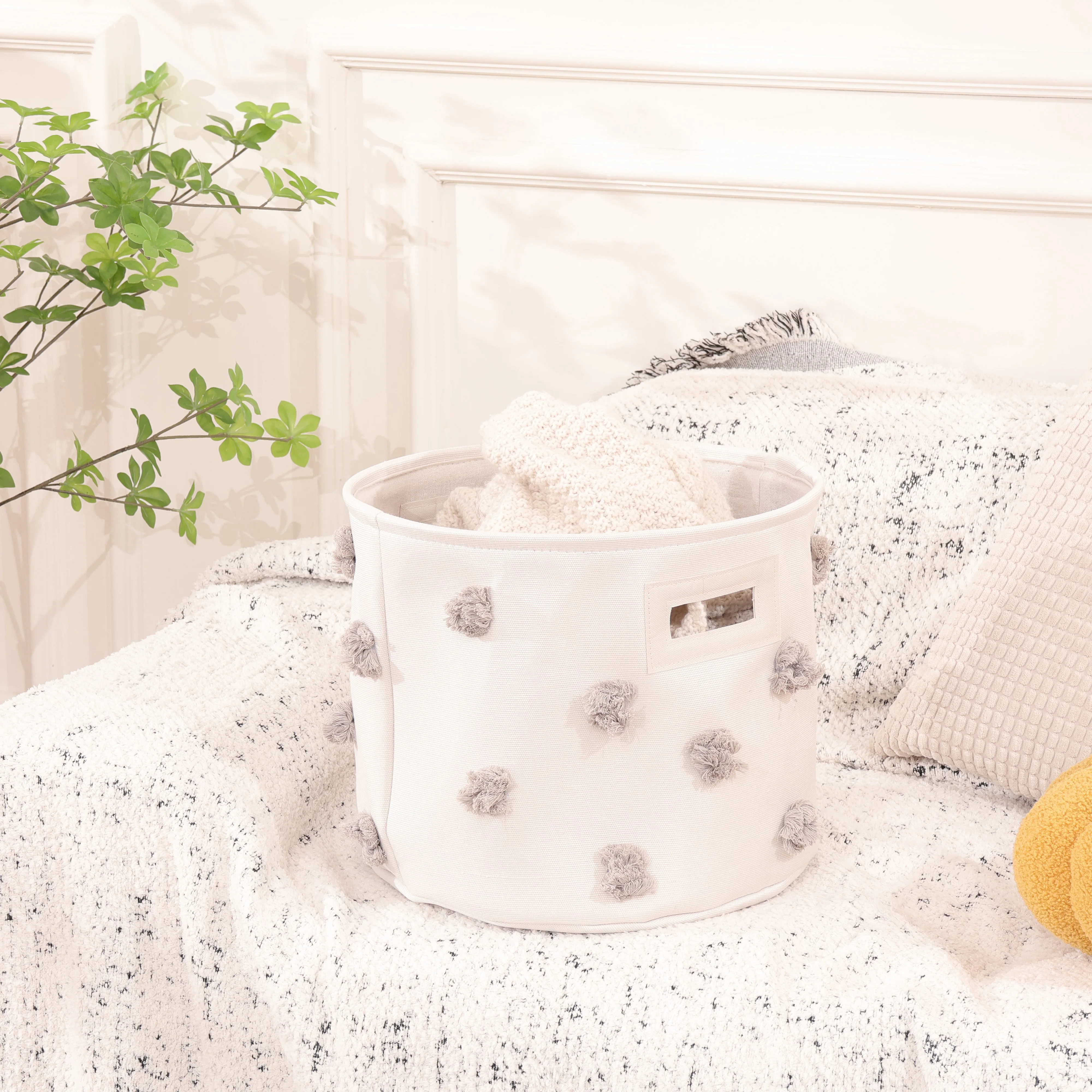 cotton cord rope Custom hand-woven basket multi-functional large capacity storage and cleaning laundry basket