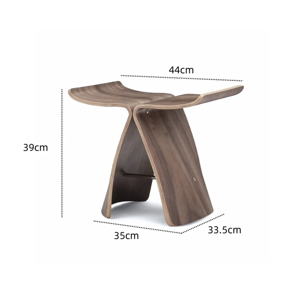 Wholesale Curved Wood Small Stool Modern Outdoor Plywood With Veneer Veneer Bent Plywood Stool CJ-383