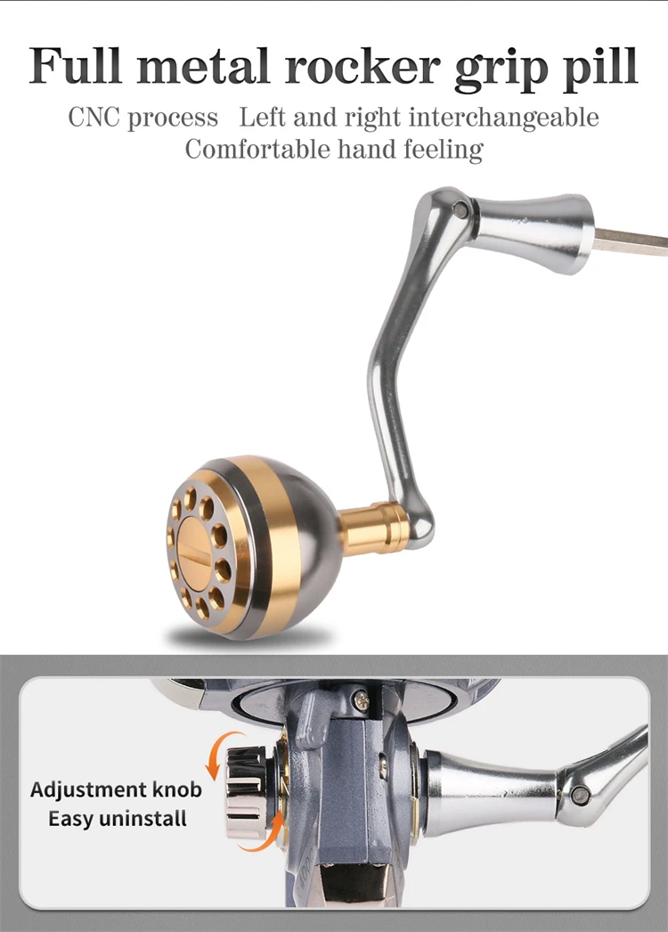 RUNTOO Saltwater High Speed Baitcasting Trolling Fish Wheel Metal Spool Aluminum Body Metal Grip Pill Spinning Fishing Reels