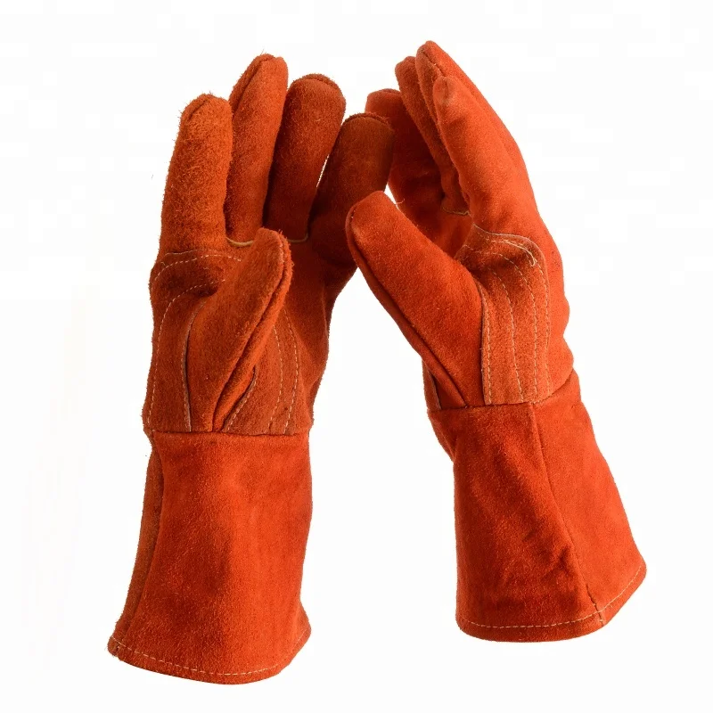 Factory Heat Resistant BBQ Grill Gloves Leather Welding Gloves Manufacturer