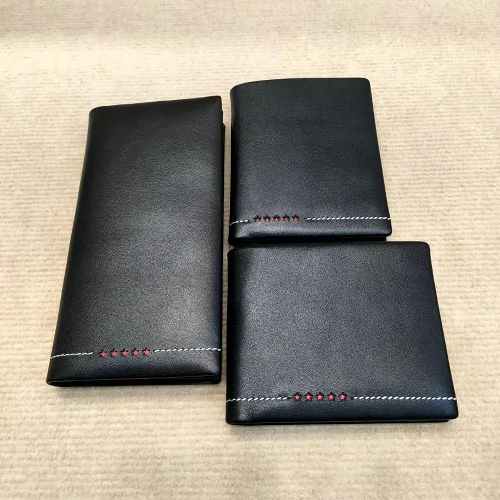 Low MOQ Custom Logo Business Cowhide Leather Luxury Purse ID Card Genuine Leather Wallet for Men
