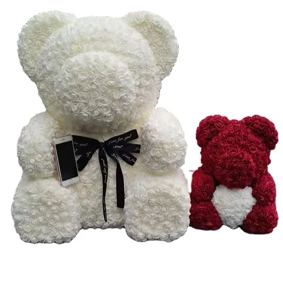 Luxury rose bear gift Artificial  70cm Foam flower Bear with Gift Box