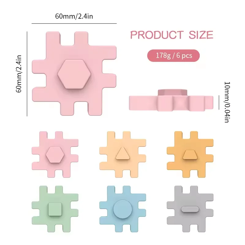 6 Sides 3D Jigsaw Educational Silicone Toys Montessori Multifunction teether Kid Baby Activity Cube Free Combination Toy