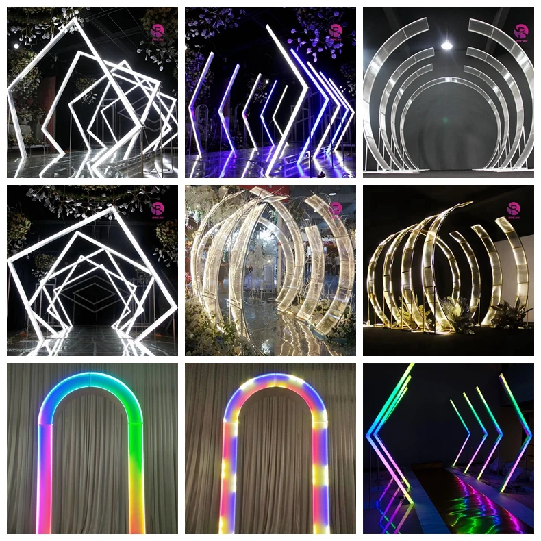 Customized Color Changing Light Tunnel Arch Entrance Pathway Lighting Geometry LED Lighting Tunnel