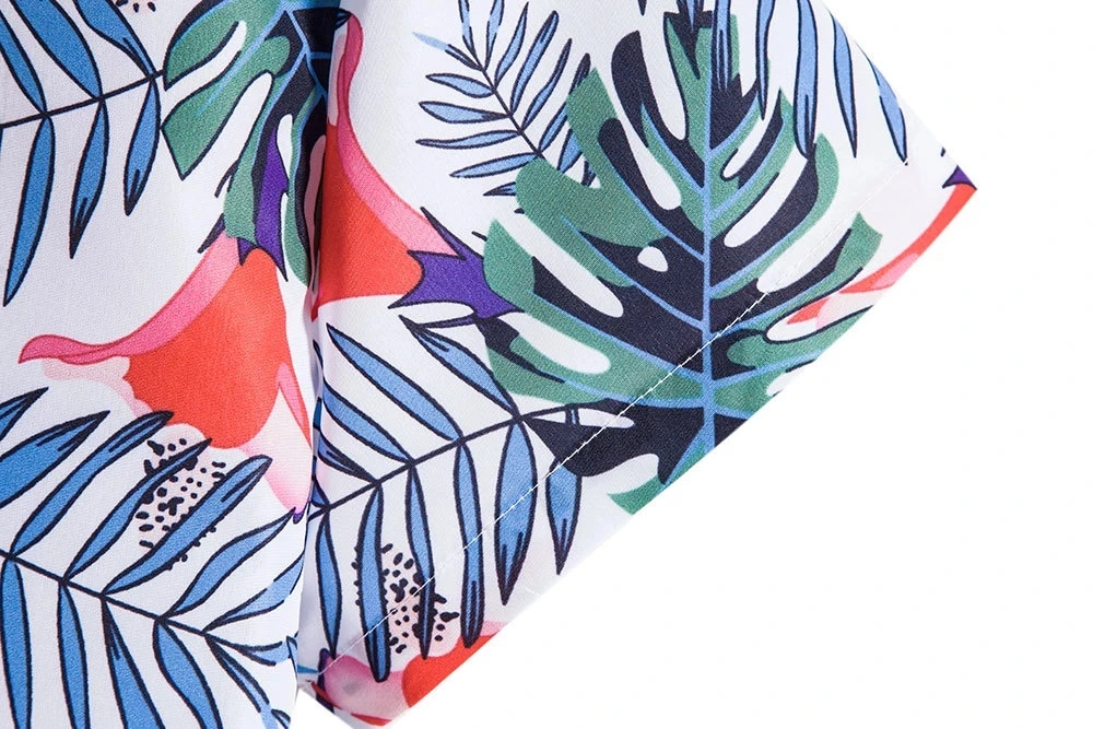 Stylish Floral Striped Short Sleeve Shirt Summer Hawaiian Beach Shirt