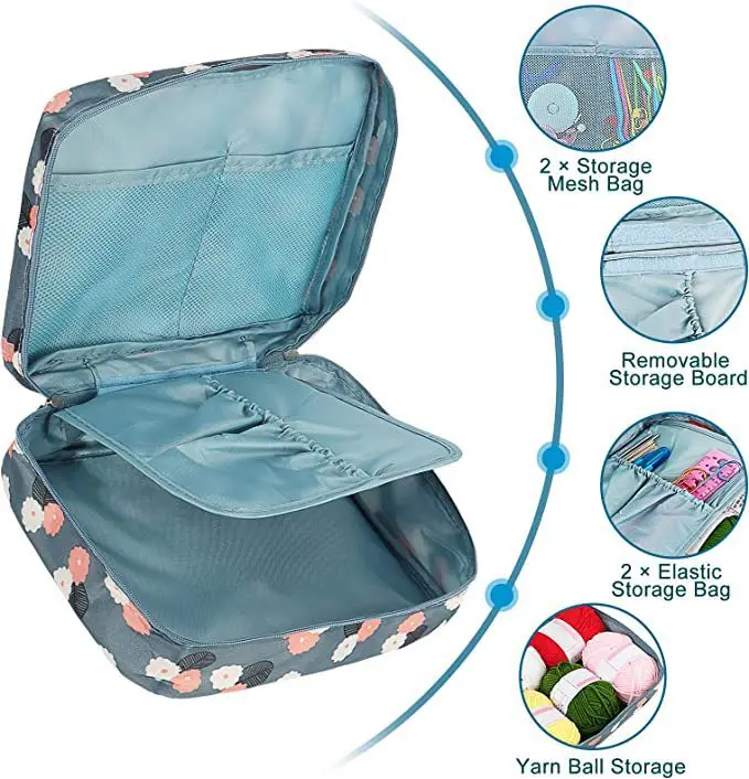 58Pcs Full Knitting Crochet Supplies Crochet Hook Case With Yarn Crochet Kit Travel Crochet Hook Set