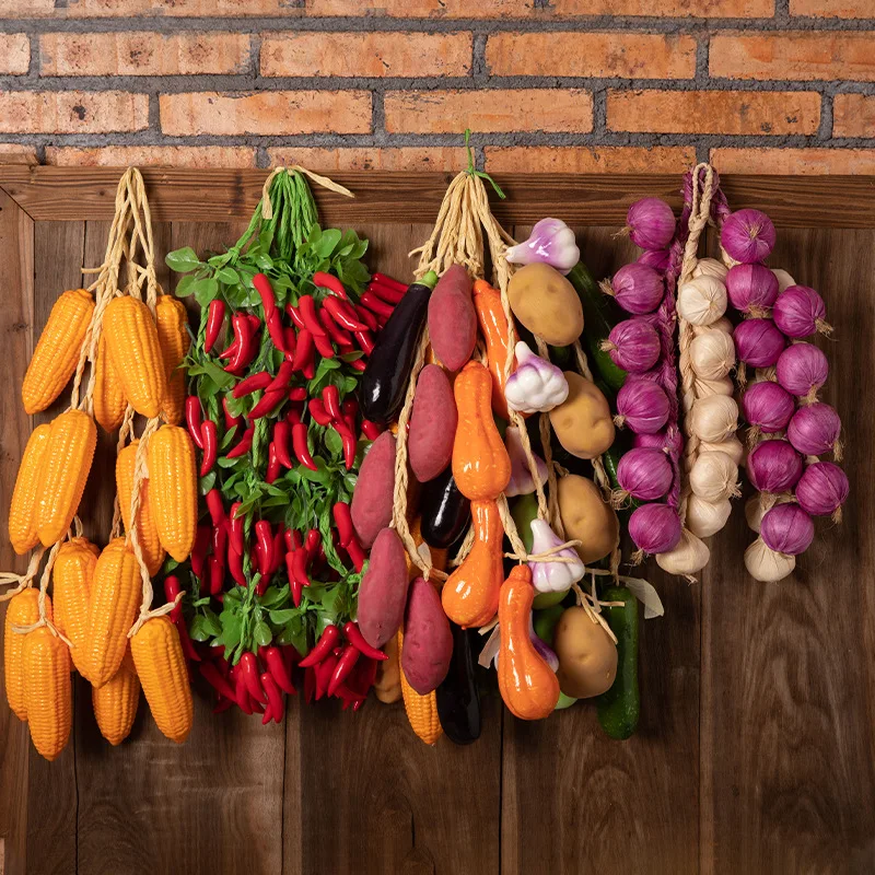 CXQD simulation fruit and vegetable string farmhouse corn red pepper garlic peanut onion restaurant decoration p