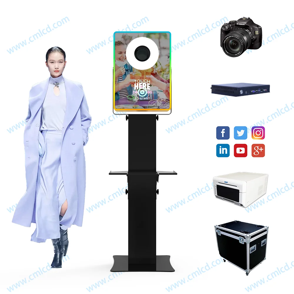 Factory Direct Sale DSLR photobooth machine 13.3 inch magic mirror photobooth  LED flash ring light Photo Booth