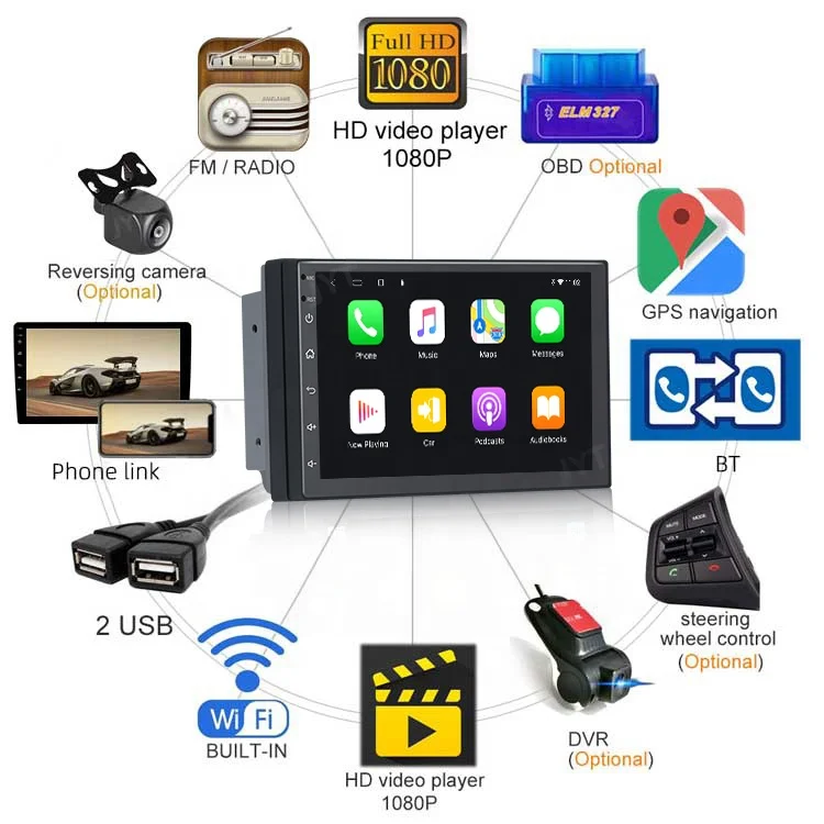  7168A7 1 + 16 хит продаж 1024*600 HD сенсорный экран 7 дюймов wifi/ 4G Универсальный Android 8 Автомагнитола с